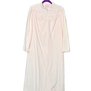 Vintage Vanity Fair Robe Medium Pink Long Full Length Zip‎ Front 70s 80s NWT